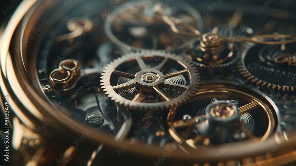 Close-Up of Intricate Watch Mechanisms Highlighting Craftsmanship and Engineering Precision