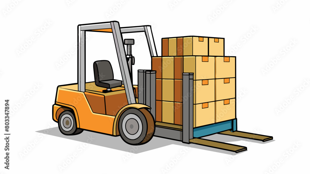 A manual forklift that is designed specifically for moving pallets. It has two large front wheels and two smaller rear wheels to provide stability and. Cartoon Vector