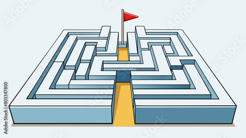 A maze with a clear path leading to a center represents determination and perseverance as the individual must navigate through challenges to reach. Cartoon Vector