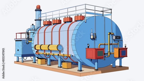A massive industrialsized boiler with multiple levels and a complex network of pipes and valves. This type of boiler is used in power plants to. Cartoon Vector