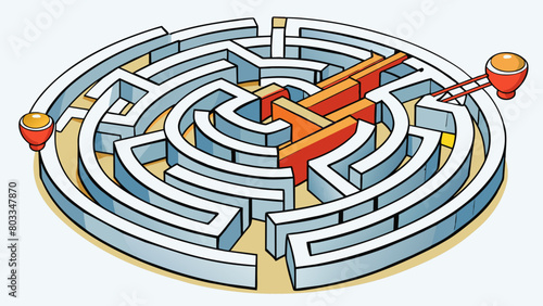 A maze made up of tangled wires representing the confusion and complexity of trying to make a decision or solve a problem. The wires are tangled and. Cartoon Vector