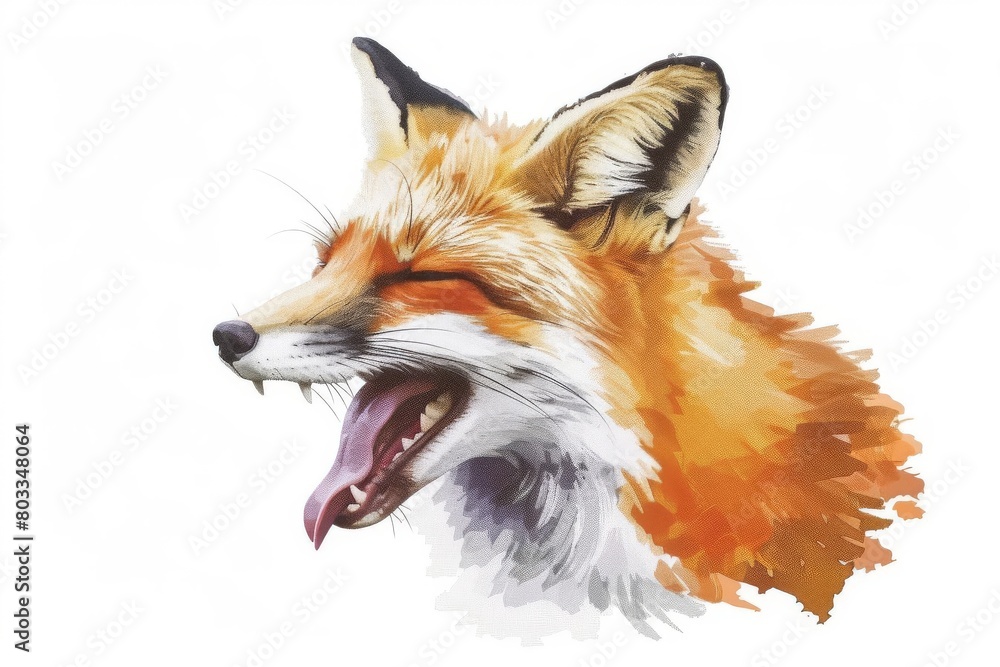 cute fox with tongue out panting wildlife animal portrait illustration cute fox with tongue out panting wildlife animal portrait illustration