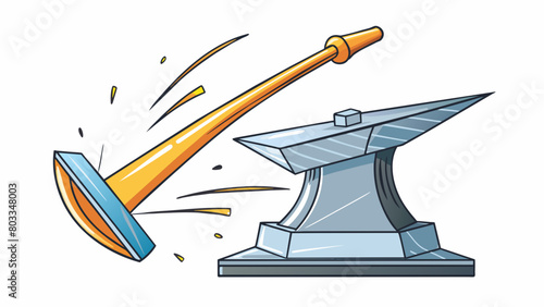 A metal sculpture being carefully hammered and stretched into a dynamic curved shape with sharp lines and edges emphasizing its form.. Cartoon Vector