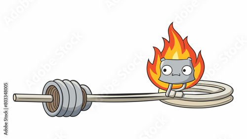 A metal wire is heated with a flame and quickly turns red hot showing a noticeable change in temperature.. Cartoon Vector