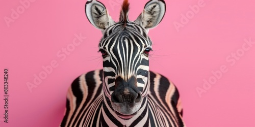 zebra head closeup with copy space  banner of a cute animal with a funny muzzle expression. Concept  postcard  promotion