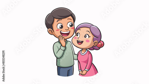 An expression of love Their face lit up with a gentle smile while their blushed a rosy pink. Their eyes softened as they gazed upon their loved one. Cartoon Vector