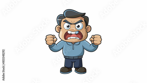An expression of anger Dark clouds formed on their forehead as their eyebrows furrowed in frustration. Their fists clenched and their lips pressed. Cartoon Vector