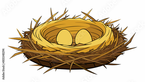 An empty birds nest abandoned by its inhabitants now lifeless and decaying.. Cartoon Vector
