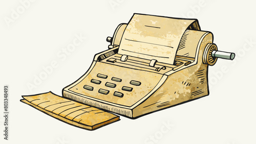 An oldfashioned telegram printed on yellowed paper with a distinctive typewriter font with words capitalized for impact and signed off with a string. Cartoon Vector