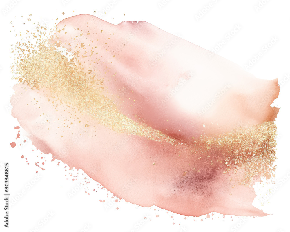 Obraz premium Blush watercolor stroke with gold splashes