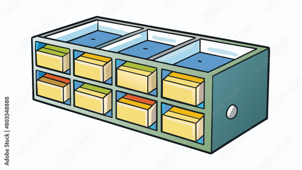 A plastic drawer with 3 separate compartments each labeled with a different day of the week. The front of the drawer is transparent allowing you to. Cartoon Vector A plastic drawer with 3 separate compartments each labeled with a different day of the week. The front of the drawer is transparent allowing you to. Cartoon Vector