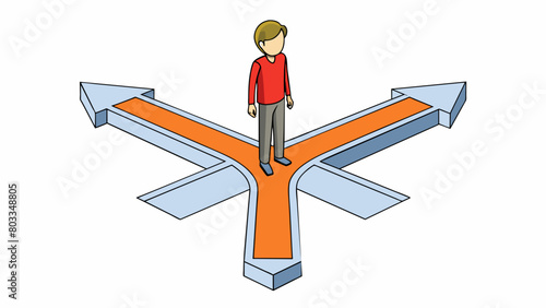 A person standing at a crossroads representing the multiple paths and choices we face in life and the importance of reflecting on our values and. Cartoon Vector