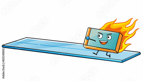 A piece of tempered glass undergoes a heat treatment process where it is exposed to high temperatures for a short period of time and then rapidly. Cartoon Vector
