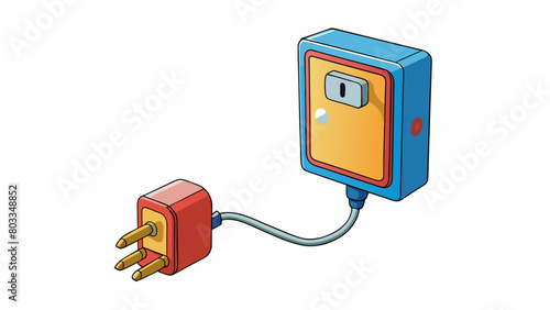 A phone charger plugged into an outlet The circular prongs of the charger easily fit into the corresponding slots of the outlet allowing for an. Cartoon Vector