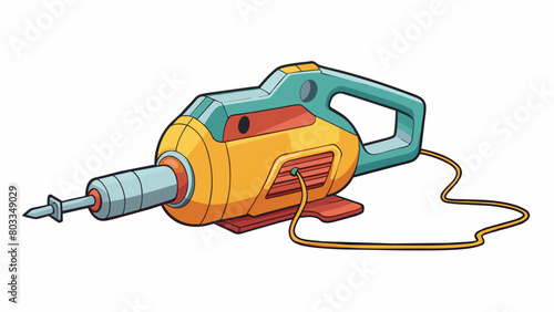 A power tool with a frayed cord posing the risk of electric shock and preventing it from turning on.. Cartoon Vector