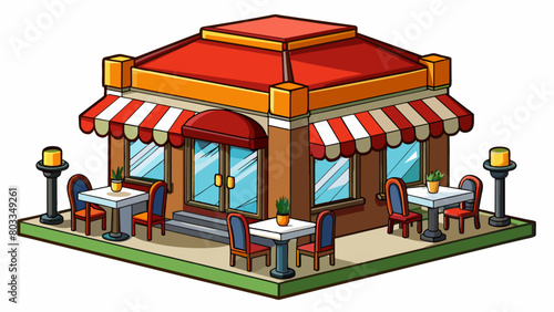 A restaurant known for its exceptional service and delicious cuisine with elegant decor and a warm inviting atmosphere.. Cartoon Vector