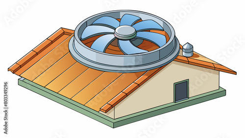 A rooftop turbine vent used to remove hot air and improve air circulation in an attic space. It has a cylindrical shape and a rotating mechanism that. Cartoon Vector