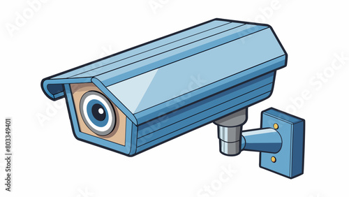A security camera mounted outside a building monitoring the premises for potential threats. It has night vision and motiondetection capabilities with. Cartoon Vector