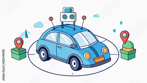 A selfdriving car that uses sensors cameras and GPS to navigate roads avoid collisions and reach a programmed destination. Its sleek exterior and. Cartoon Vector