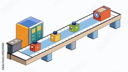 A sensor network installed on a conveyor belt system that tracks changes in temperature and friction predicting when a belt or motor may need to be. Cartoon Vector
