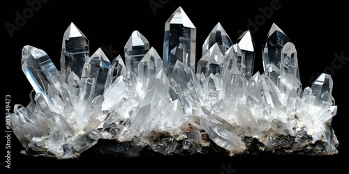 Colorless quartz crystal cluster from Minas Gerais, Brazil photo