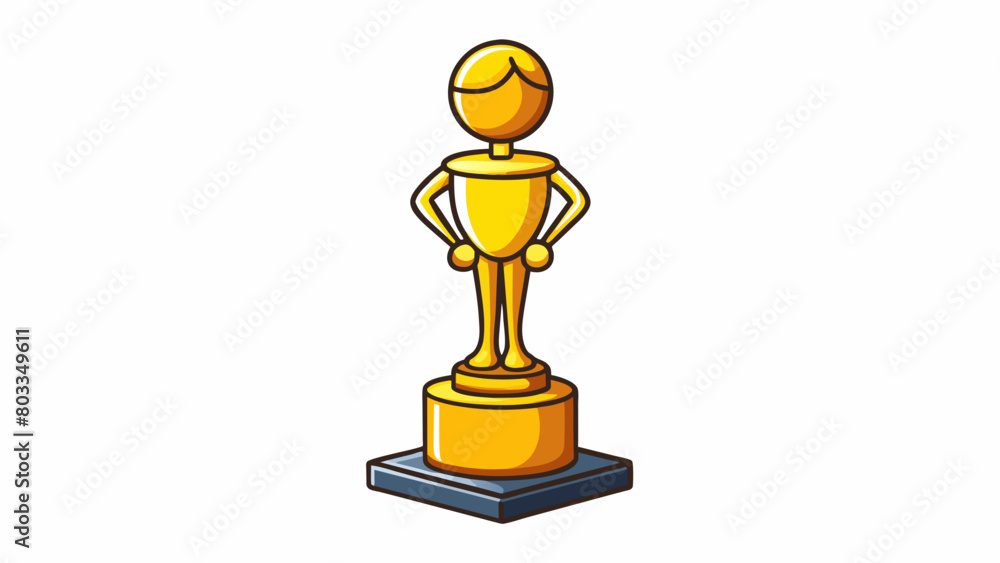 A shiny gold trophy with a tall slender figure standing on a sy base recognized as a symbol of achievement and success.. Cartoon Vector A shiny gold trophy with a tall slender figure standing on a sy base recognized as a symbol of achievement and success.. Cartoon Vector