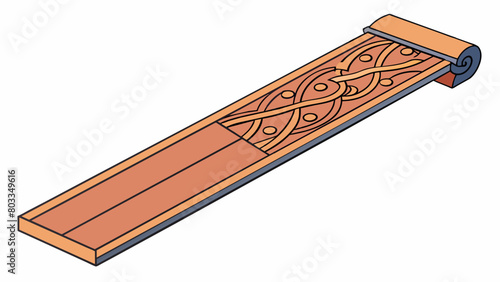 A sheet of clay is pressed through a long narrow slit in a tool producing a flat strip with textured lines running down its length. The objects. Cartoon Vector