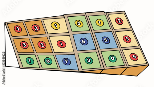 A sheet of paper divided into 10 equal sections with each section labeled with a different number from 1 to 10. The sections are filled with different. Cartoon Vector