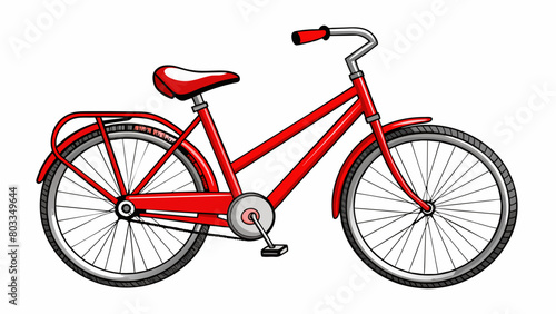 A shiny red bicycle with a sy metal frame and thick tires for easy riding. Its gears allow for smooth navigation on different terrains and its compact. Cartoon Vector