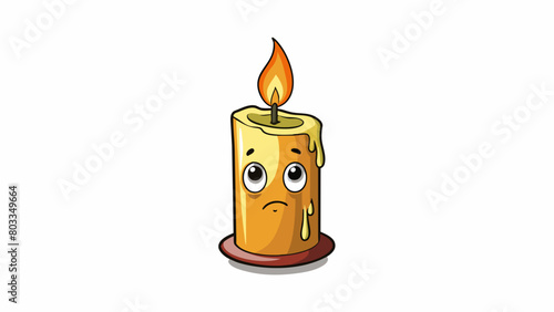 A single candle flickering in the darkness its wick burning low. The candles struggle to stay lit symbolizes perseverance and resilience in the face. Cartoon Vector