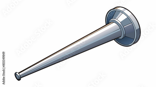 A slender tapered metal shaft with a flared edge used to transmit power from a motor to other parts of a machine. Its surface is smooth and polished. Cartoon Vector