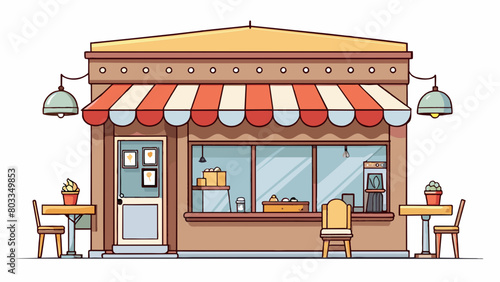 A small caf  nested in a bustling city street its large storefront windows were decorated with handpainted signs and ling string lights. The aroma of. Cartoon Vector