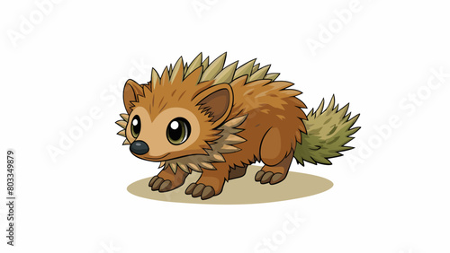 A small furry creature scurrying along the forest floor. It has sharp claws and a bushy tail perfectly adapted for climbing trees. Its eyes are dark. Cartoon Vector