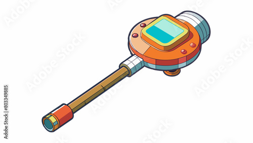 A small handheld device with a flat circular head and a long handle. When pushed down the head can exert a great amount of force due to its hydraulic. Cartoon Vector