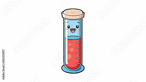 A small test tube with a pH indicator strip inside used by chemists to measure the acidity or alkalinity of a liquid. The tool has clear markings for. Cartoon Vector