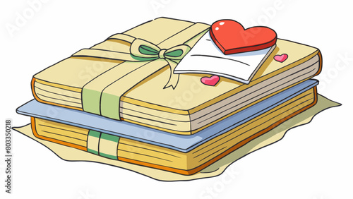 A stack of love letters with a ribbon hidden under a mattress in a teenagers bedroom. These letters depict a young and innocent affair between two. Cartoon Vector