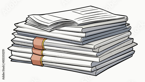 A stack of newspapers and magazines are neatly stacked by the door of a home awaiting pickup for recycling. The pages are all crisp and flat with no. Cartoon Vector