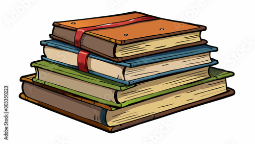 A stack of worn paperbacks their faded covers hinting at the wellworn stories and cherished memories within.. Cartoon Vector