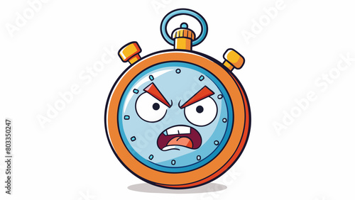 A stopwatch with an angry face on the display depicting the time penalty for being late or taking too long to complete a task.. Cartoon Vector