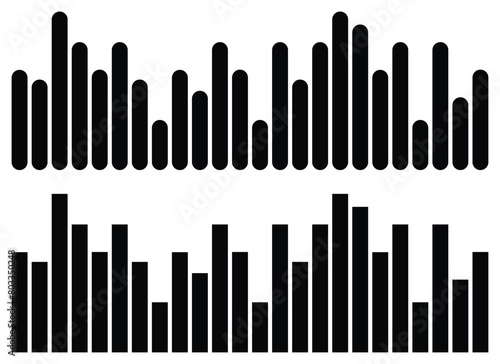 Radio Wave icon. Monochrome simple sound wave on whitet background. Vector sound wave icon. Music player sound bar. Record interface. Equalizer icon with soundwave line. vector illustration. Eps 10