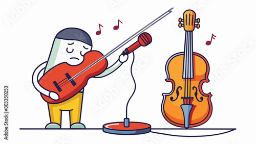 As the violin string was plucked the second song filled the room with a somber and melancholic atmosphere. The soft yet powerful voice of the singer. Cartoon Vector