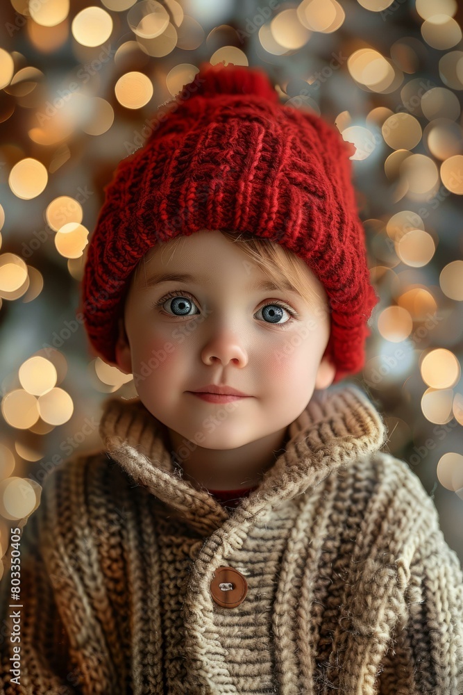 Little boy in red hat looking at camera with blue eyes Little boy in red hat looking at camera with blue eyes