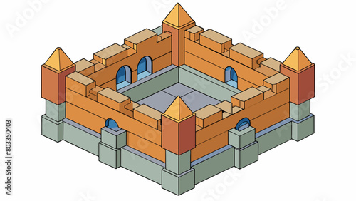 A sy fourchambered structure with thick walls resembling a castle or fortress. Each section works together to keep the body nourished and alive just. Cartoon Vector