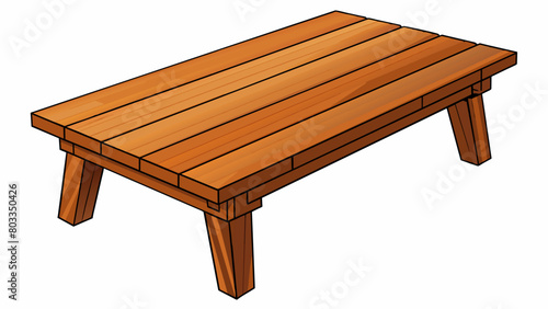 A sy table crafted from thick solid wood planks joined together seamlessly. The tabletop is smooth and flat allowing for easy placement of dishes or. Cartoon Vector