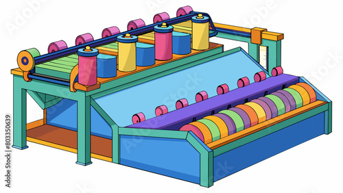 A textile mill with rows of spinning machines that weave together soft and colorful fabrics producing comfortable and breathable tshirts with vibrant. Cartoon Vector