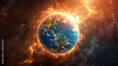 Burning Earth - symbol of Apocalypse  nuclear conflict  catastrophic space event