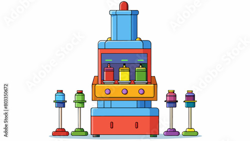 A towering apparatus that has multiple chambers each with a different color plastic. The different colors can be mixed and matched to create vibrant. Cartoon Vector