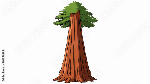 A towering redwood tree standing over 300 feet tall providing shade shelter and oxygen for its surrounding ecosystem.. Cartoon Vector