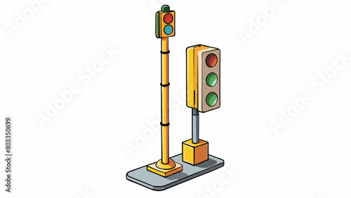 A traffic light control system that uses sensors to detect vehicle presence and adjust the timing of the lights accordingly. The lights are mounted on. Cartoon Vector
