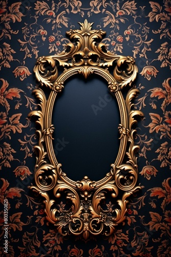 ornate gold picture frame with dark background